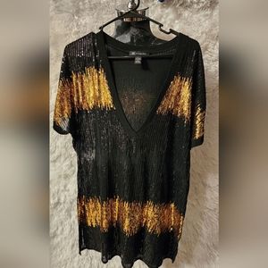 Black and Gold Sparkle shirt by INC IInternational size L euc